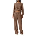 thumbnail image 1 of Timegard Womens Sweatsuit 2 Piece Long Sleeve Crop Tops and Elastic Waisted Straight Leg Pants Athletic Running Sets, 1 of 6