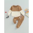 thumbnail image 2 of Faithtur Toddler 2Pcs Fall Outfits Long Sleeve Contrast Color Sweatshirt and Pants Set Baby Clothes, 2 of 8