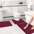 thumbnail image 1 of Fridja 3pcs Bathroom Rugs Bath Mat Toilet Mats Soft Comfortable Non-Slip Bathroom Rug Set Bath Mats for Bathroom Machine Washable Bath Mat Bathroom Rug Sets, Red, 1 of 5