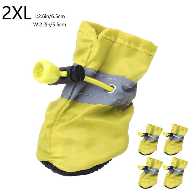 Aursykel Waterproof Dog Shoes for Small Dogs with Reflective Straps Non Slip Paw Protectors Relaxedable Dog Booties for Puppies Adjustable Drawstring Easy On Off Set of 4