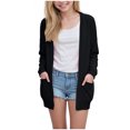 thumbnail image 2 of Girls Loose Pocket Knitted Cardigan Sweater Solid Color Casual Jacket, 2 of 8