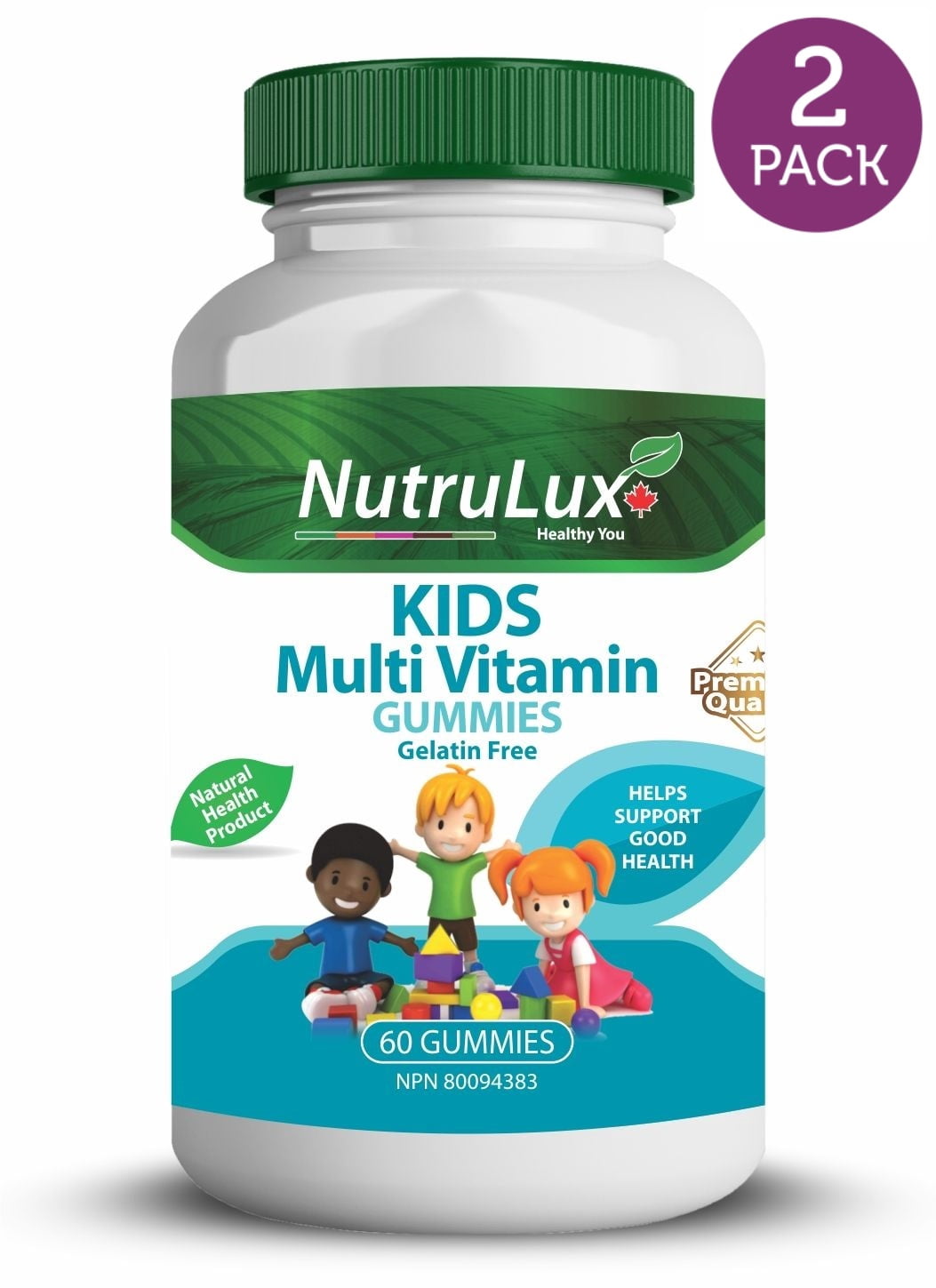 Kids Multivitamin ( 223 mg Vitamin A ) Halal Gelatin Free Gummies(Pack of 2)