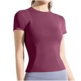thumbnail image 1 of Plebaso Hauts d'Entraînement pour Femmes à Manches Courtes, Col Rond, T-Shirts Athlétiques, Course, Yoga, Gym, T-Shirts Basiques pour Femmes, 1 of 3