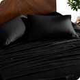 thumbnail image 4 of Bare Home Bamboo Sheet Set - Made from Rayon Fibers - Deep Pockets - 4 Piece - Queen, Black, 4 of 7