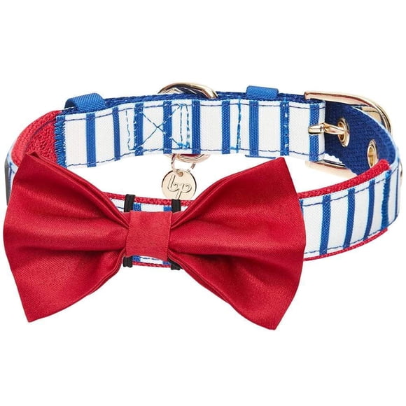Blueberry Pet 4 Patterns Bon Voyage Sea Lover Adjustable Dog Collar in Classic Vertical Blue Stripes Neck 17-20.5"" for Large Breed