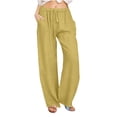 thumbnail image 1 of Timegard Cotton Linen Pants for Women Elastic Waist Drawstring Fall Travel Casual Pants with Pockets, 1 of 5