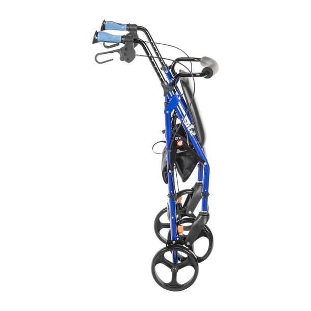 Hugo Blue Elite Rollator Rolling Walker with Seat and Backrest