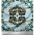 thumbnail image 1 of Soimoi Rayon Fabric Quatrefoil & Peacock Bird Print Fabric by Yard 42 Inch Wide, 1 of 3