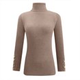 thumbnail image 4 of Pitauce Chandail de Base Ajusté pour Femmes Automne Hiver à Col Roulé Décontracté en Tricot Chandails Extensibles Chandail Décontracté Jumper Hauts, 4 of 5