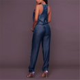 thumbnail image 4 of B91xZ Salopette Décontractée pour Femmes, Bretelles Réglables, Jambes Larges, avec Poches, Bleu G, 4 of 5