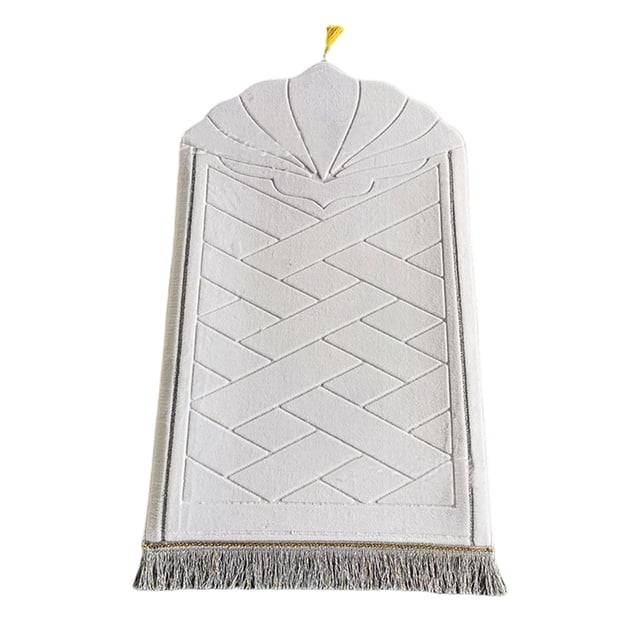 GROWTH TANK Portable Prayer Rug Blanket 65Cmx110cm Foldable Prayer Mat for Wedding Hajj Home White