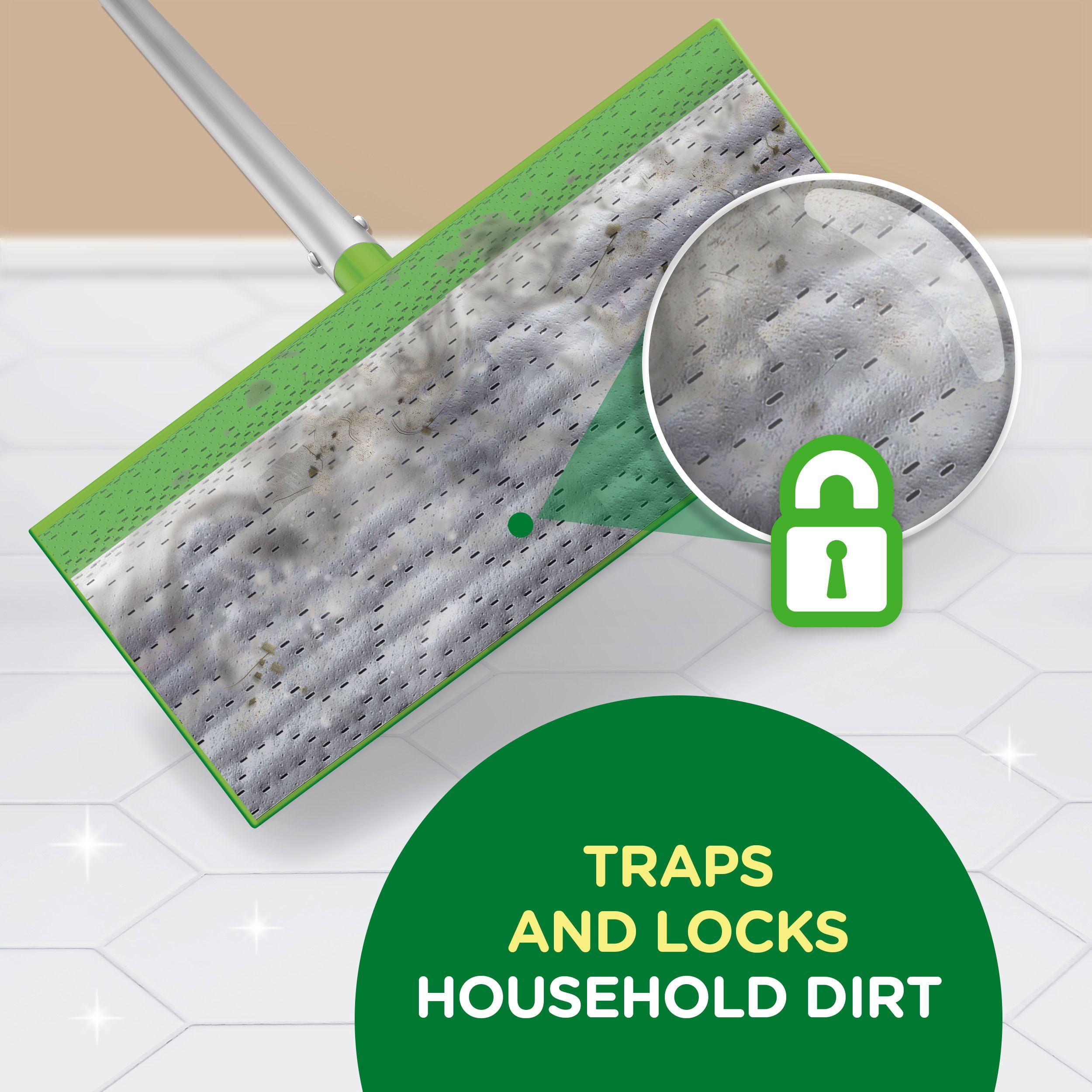 Swiffer Balai + Vadrouille, Linges Humides de Recharge, Nettoyant pour Planchers, Linges de Nettoyage, Frais, 12 Unités