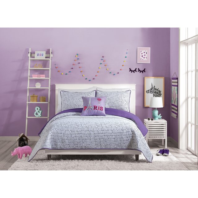 Urban Playground Comforter Set Bedding, QUILT FULL/QUEEN, JOCELINE PURPLE