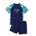 thumbnail image 2 of Toddler Swimsuit Boy Plus Size Pool Hot Spring Short Sleeve Printed Tops Swim Trunks Split Swimwear Set Baby Boy Bathing Suit Blue 190, 2 of 9