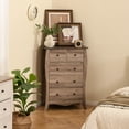 thumbnail image 3 of Gymax Commode Rustique de 38 Po avec 5 Tiroirs en Tissu Pliants et Trousse Anti-Basculement Brun, 3 of 9