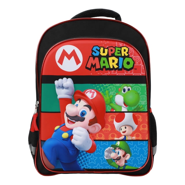 Super Mario Bros. Logo Personnages Sac à Dos pour Enfants 16 Po