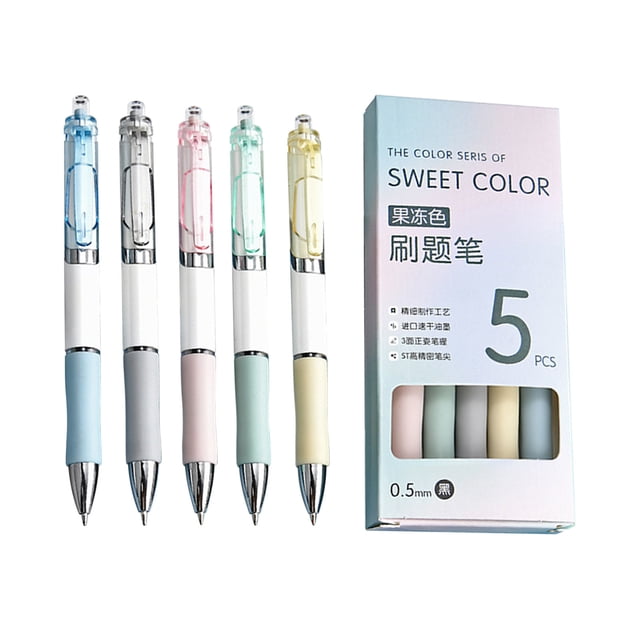 Press Pen Neutral Ink Rollerball Pen For Exams Office Use Set Of 5 Pens Smooth Writing Design 2Ml Ink Capacity Comfort Grip For Men Women