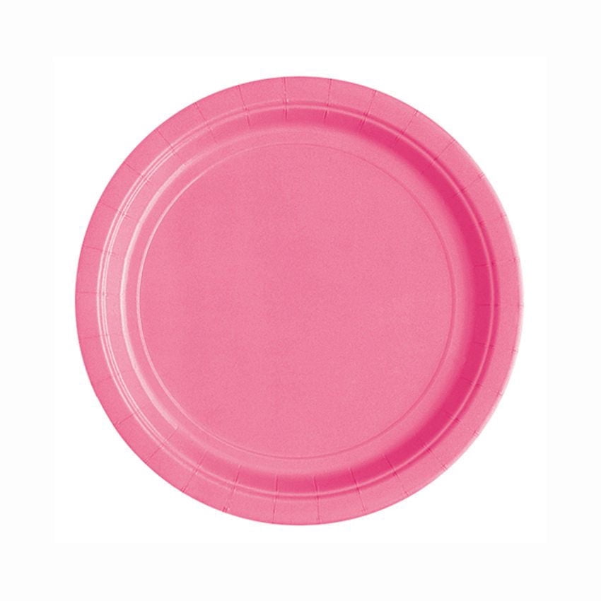 Assiettes plates rondes rose vif de 23 cm (9 po) de Unique Industries, paquet de 20