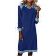 thumbnail image 2 of Mceream Robes Longues pour Femmes Formelles Grande Taille à Blocs de Couleur Robe Patchwork en Denim Printemps Ample Décontractée à Col Midi Robes Chandail Bleu Marine P, 2 of 8