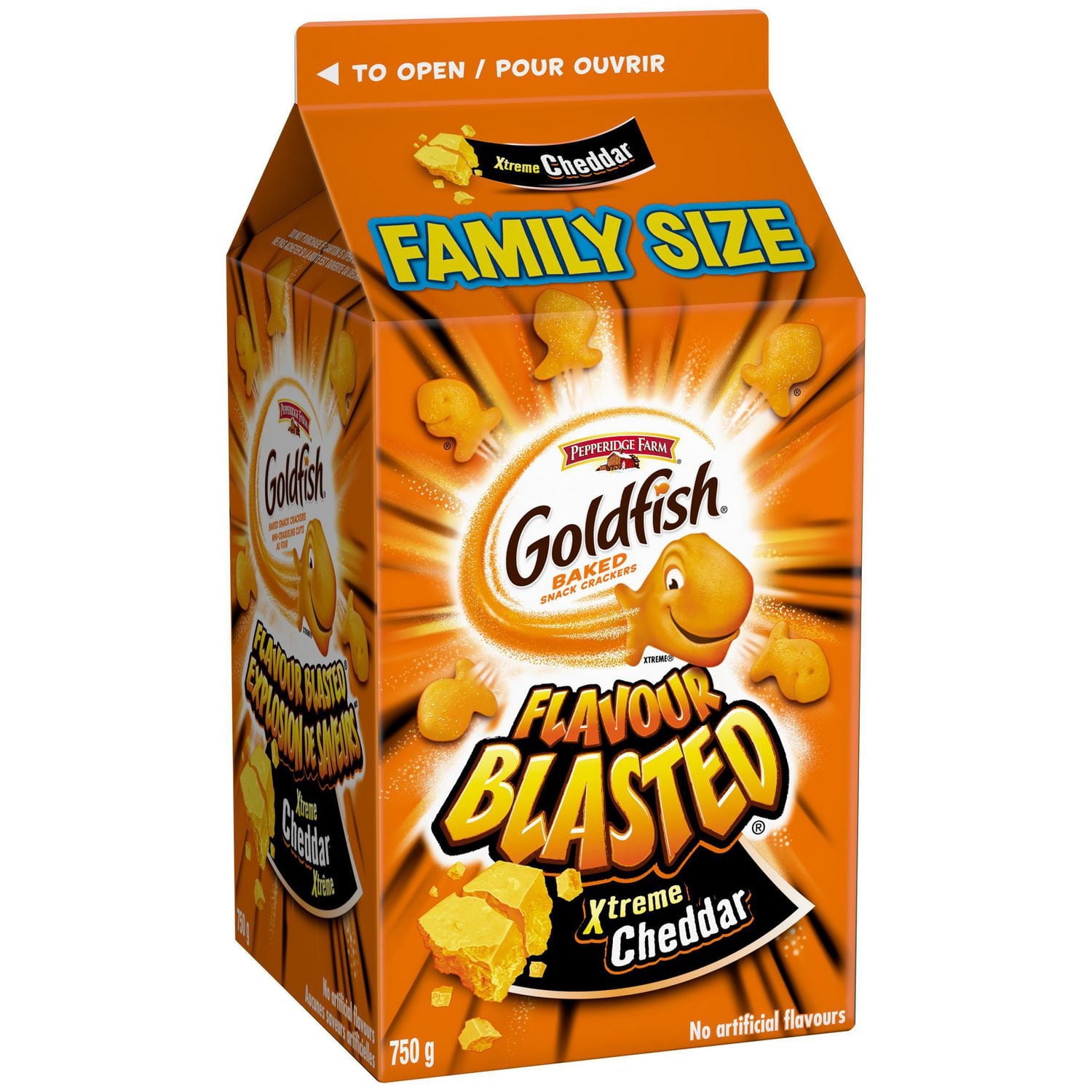 Goldfish Flavour Blasted Xtreme Cheddar Paquet Familial, Biscuits, 750g Carton