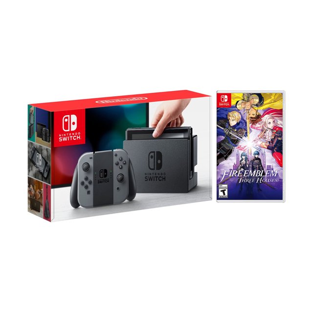 Nintendo Switch Gray Joy-Con Console Bundle with Fire Emblem: Three Houses NS Game Disc - 2019 New Game!