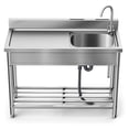 thumbnail image 4 of AKDSteel Évier Utilitaire Autoportant, Bol Simple en Acier Inoxydable avec Rangement sous le Comptoir et Plateau d'Égouttage, Comprend un Tuyau d'Eau Chaude et Froide et un Robinet, Parfait pour Garage, Restaurant Ou Buanderie, 4 of 7