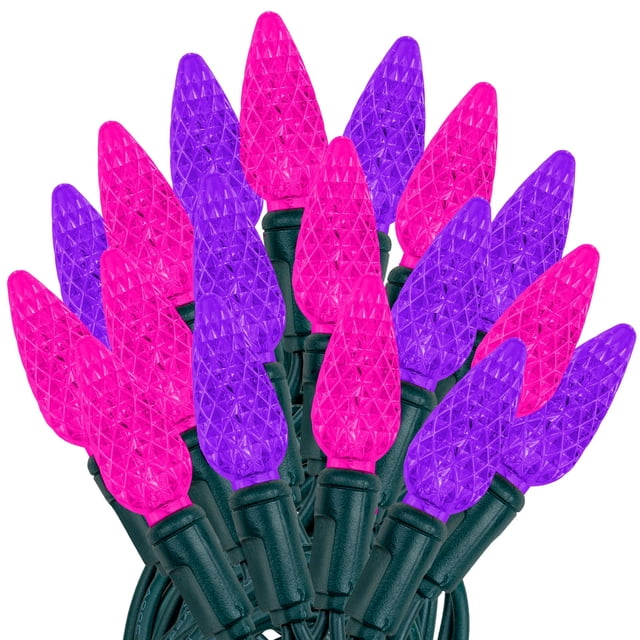 Novelty Lights 24FT 70 LED C6 Valentine's Day String Lights, Pink & Purple
