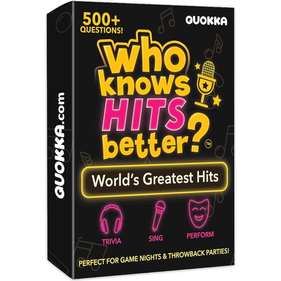 QUOKKA Jeu de Cartes pour Adultes - Qui Connaît Mieux les Hits? Jeu-Questionnaire Musical Jeu de Fête en Famille