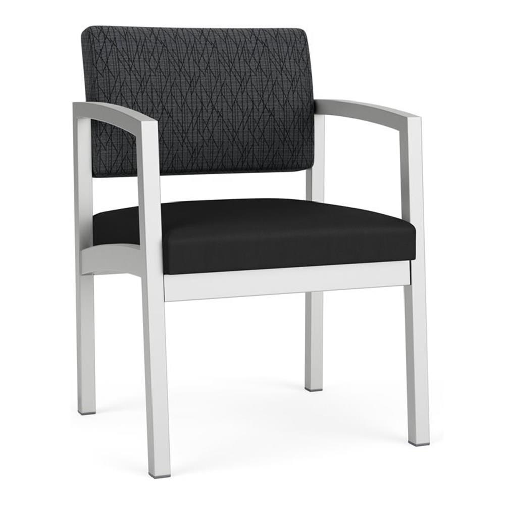 Lenox Steel Reception Waiting Guest Chair / Silver Steel / Dark Gray / Black