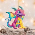 thumbnail image 4 of Fridja Personalized Dinosaur Christmas Ornament 26 Letters Hanging Pendant Ornaments 2024 Plastic Initial Monogram Xmas Tree Decorations with Hanging Rope Unique Customized Fun Gift for Kids (A), 4 of 4