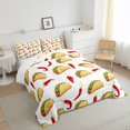 thumbnail image 4 of Ensemble de Couette Mexicain Piments Rouges Taco Nachos Burrito Literie, Nourriture Latine Cinco de Mayo Ensemble de Couette avec 1 Taie d'Oreiller, Taille Simple, Multicolore, 4 of 5