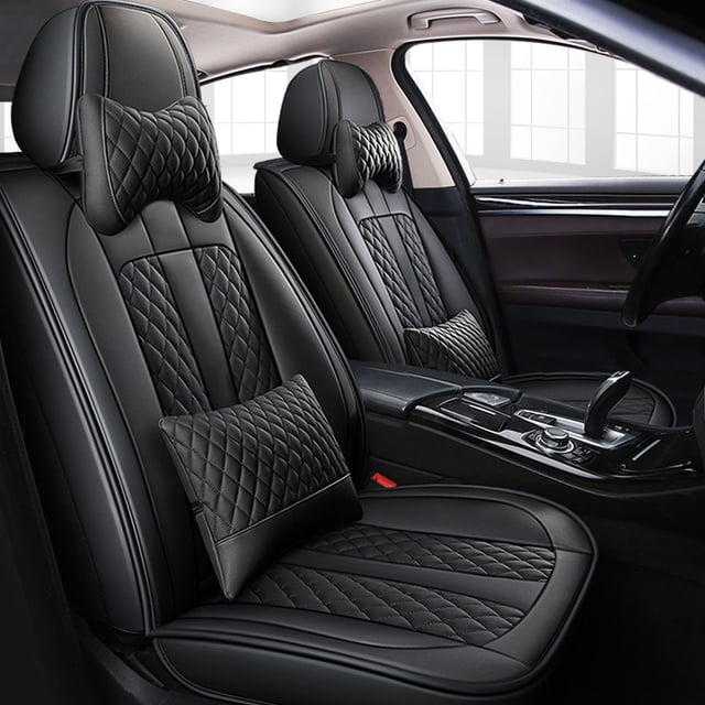 Maidao 2pcs Front Seat Covers for Polestar for 2 2020-Present 2 Seats Leather Airbag Compatible Waterproof Front Set Cushion Protector Black