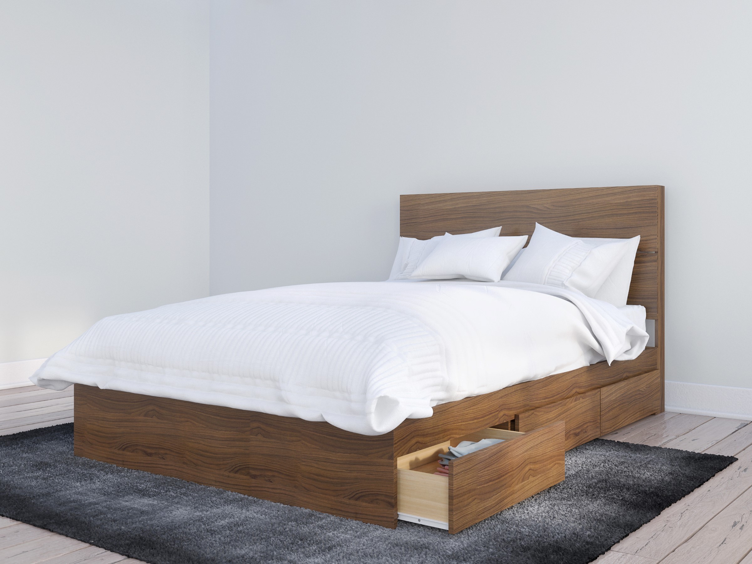Ensemble de chambre à coucher double 2 pièces Nexera, Noyer