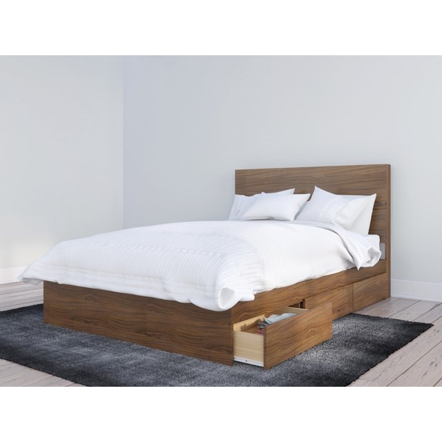 Ensemble de chambre à coucher double 2 pièces Nexera, Noyer