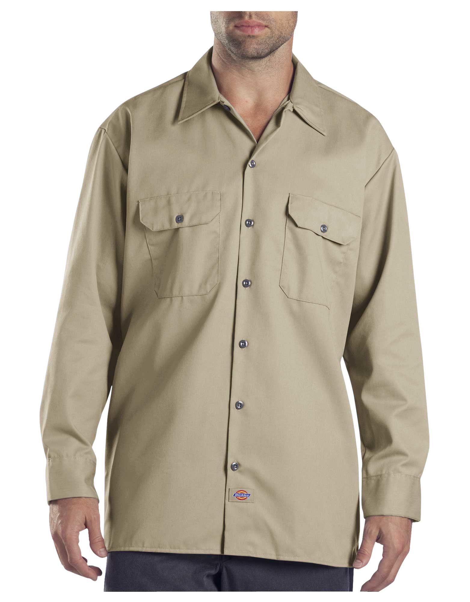 Dickies Mens Long-Sleeve Work Shirt, 3X, Khaki