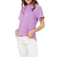 thumbnail image 4 of INSPIRE CHIC Blouse Décontractée pour Femme à Col Volanté, Manches Courtes, Dos Goutte, Violet Pâle, S, 4 of 5