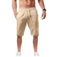 thumbnail image 1 of Pantalon pour Hommes Short d'Été Décontracté et Tendance pour Hommes en Coton et Lin Uni, 1 of 3