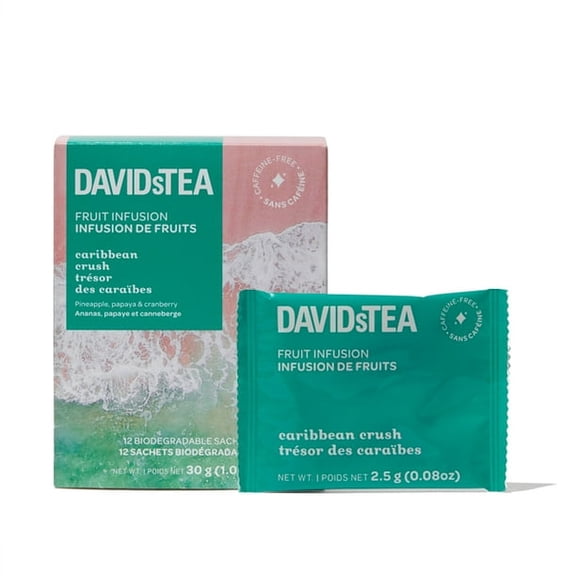 DAVIDsTEA - Herbal - Pack of 12 Individually Wrapped Sachets - Caribbean Crush Tea