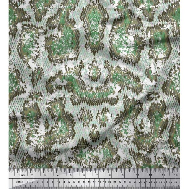 Soimoi Tissu en Coton Canard Imprimé Peau de Serpent au Mètre 56 Pouces de Large