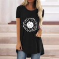 thumbnail image 4 of Pxiakgy Vente Chaude!! T-Shirt Graphique Tournesol Mignon à Manches Courtes Imprimé Vintage Mode Décontractée Col Rond Manches Courtes devant Long Dos T-Shirt Noir TG, 4 of 4