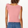 thumbnail image 3 of T-shirt Sans Manches à Col Rond pour Femmes, Haut Décontracté Uni en Mélange Polyester-Spandex, Longueur Régulière, Lavage à la Main à l'Eau Froide, Séchage à l'Air, 3 of 7