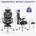 thumbnail image 2 of EDTara Ergonomic Mesh Office Chair with Adjustable 3D Armrests, High Back Desk Computer Chair with Retractable Footrest Wheels – Comfortable Swivel Task Chair for Office & Home(Black), 2 of 7