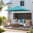 thumbnail image 2 of Outsunny Parasol Suspendu Déporté Carré 8'x8' pour Patio avec Base en Croix Bleu, 2 of 10
