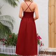 thumbnail image 4 of Robes d'Été à Bretelles Spaghetti pour Femmes Décontractées Sans Manches à Col en V avec Découpes, Fente Haute, Robe Maxi de Plage avec Poches, 4 of 7
