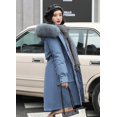 thumbnail image 2 of Ladies long down cotton winter warm jacket coat with detachable plush lining, 2 of 4