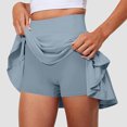 thumbnail image 3 of Lenpel Shorts for Women High Waisted Ruffle Flowy Mini Tennis Skirts with Built in Shorts Running Workout Athletic Skorts, 3 of 5