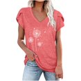 thumbnail image 2 of CHUANK Hauts pour Femmes en Solde à Moins de 10$ Hauts Décontractés Printemps Été Manches Longues en Coton Lin Imprimé Graphique Pissenlit Col Rond Blouses Vintage Grande Taille, 2 of 4