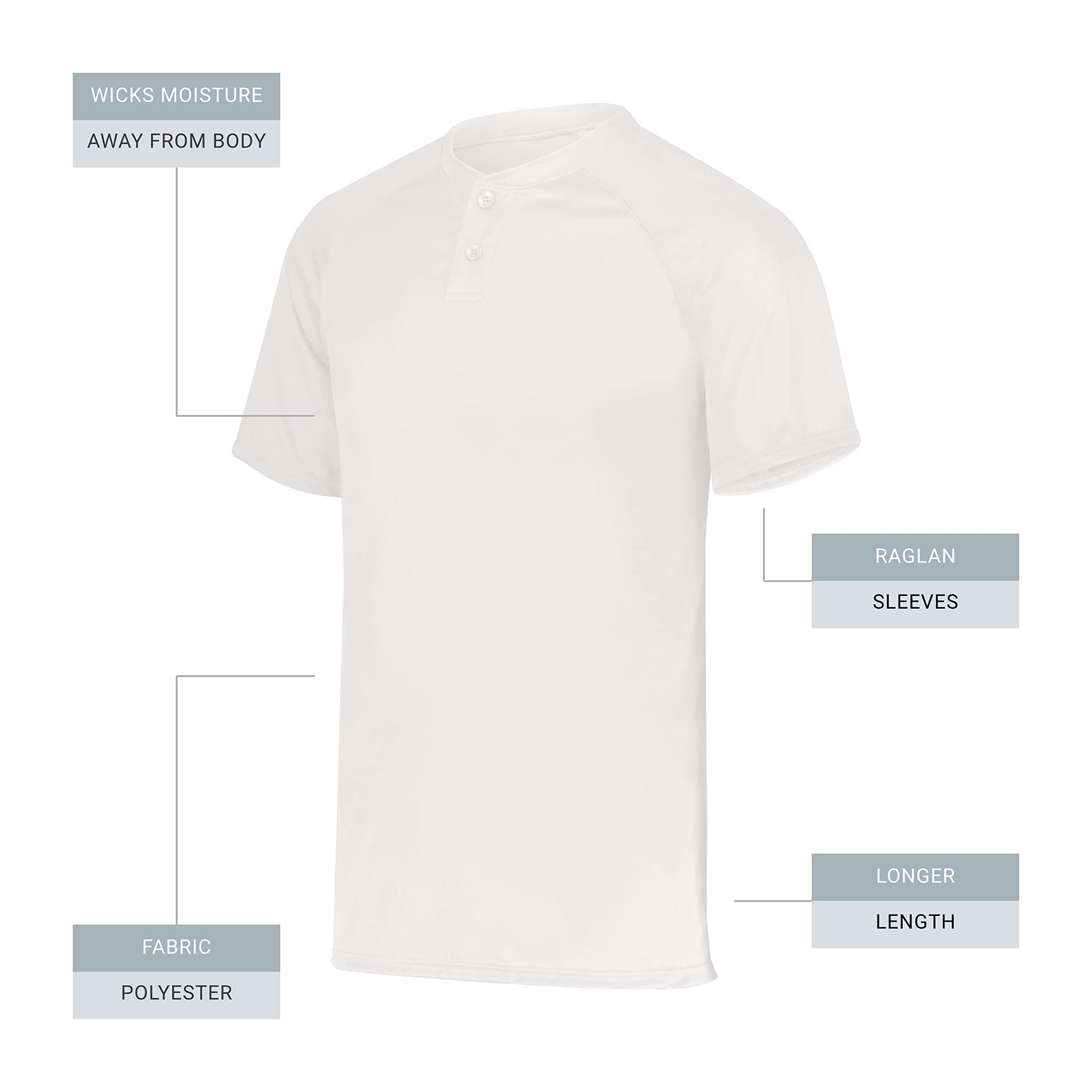 Augusta sportswear Boy's Attain Wicking Two Button Baseball Jersey