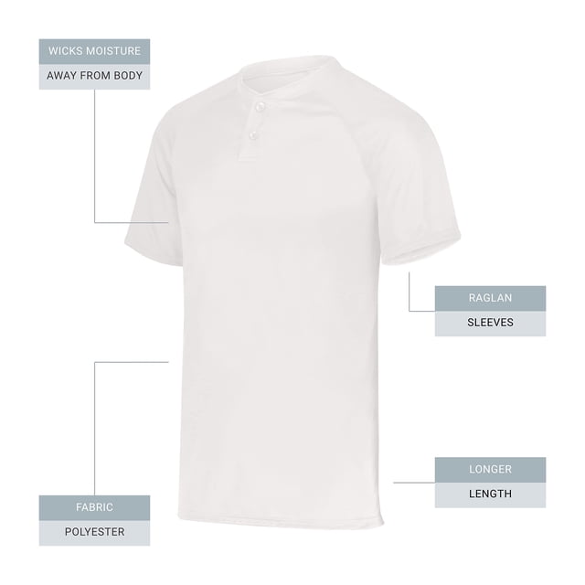 Augusta sportswear Boy's Attain Wicking Two Button Baseball Jersey