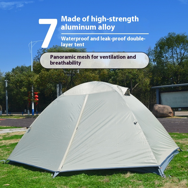 Outdoor Tent Portable Lightweight Hiking Cycling Climbing Rainproof Windproof Aluminum Pole Three-Season Double Camping Tent Lightweight Travel